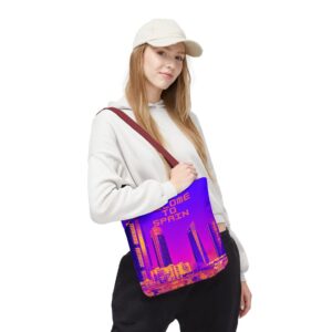 Bolso tote con el skyline de Madrid – Diseño fotográfico exclusivo, bolso con paisaje urbano de Madrid, autor TODAYTP, bolso de compras con monumentos de Madrid.