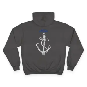 Sudadera con capucha Champion con diseño de ancla hecho a mano, sudadera con arte náutico, diseño original, regalo para amantes de las anclas, estampado de ancla único, sudadera estilo marinero.