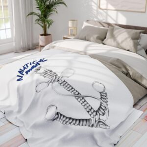 Manta de forro polar, diseño de ancla náutica, para amantes del océano, decoración marítima, estilo náutico, estampado exclusivo, regalo para entusiastas del mar, estilo costero.