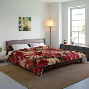 Edredón floral acogedor: ropa de cama otoñal vibrante, colcha mullida para la decoración del hogar, calidez para el otoño, ideal para regalar.